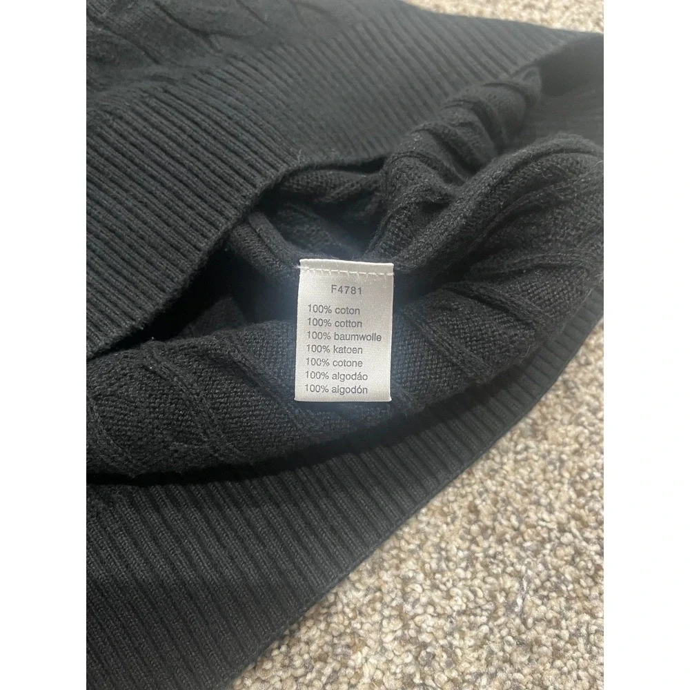 Lacoste Mens Black Cable Knit Cotton Pullover Sweater Size 48‎ (US XL)